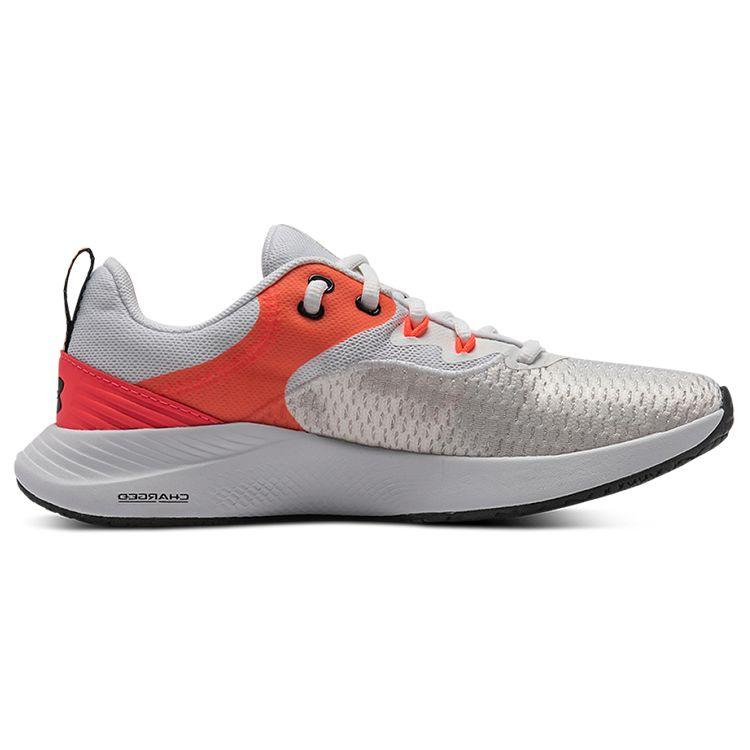Under Armour Charged Breathe 3 Breathable Non-Slip Durable Low-Top Training Shoes Women Sneaker White Red 3023705-103