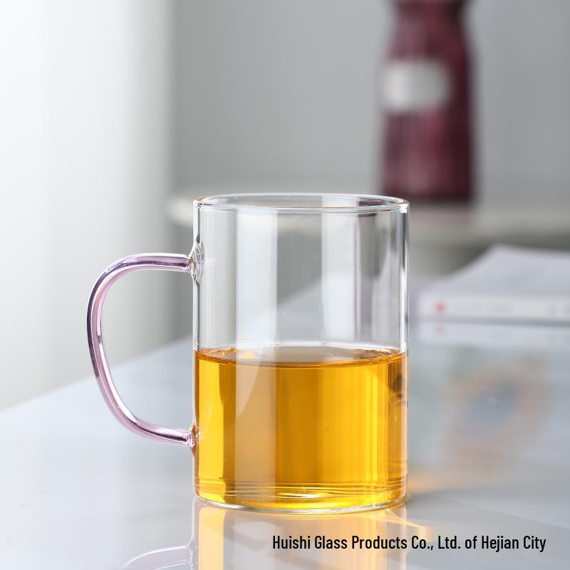 Colorful Handle Small High Borosilicate Glass Cup Set for Water, Juice & Tea Infusion
