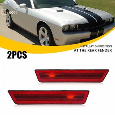 Red For 2011-2014 Dodge Charger Rear Bumper Side Marker Signal Lights Red Lens V
