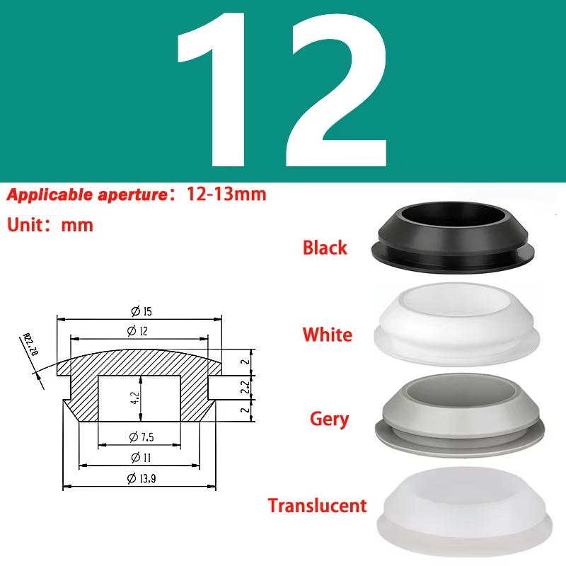 Snap-on Silicone Rubber Plug 3/3.5/4/4.5/5/6/6.5/7-14mm Soft Seal Hole Plugs Blanking End Cap T Type Hole Plug Cover Four Colors