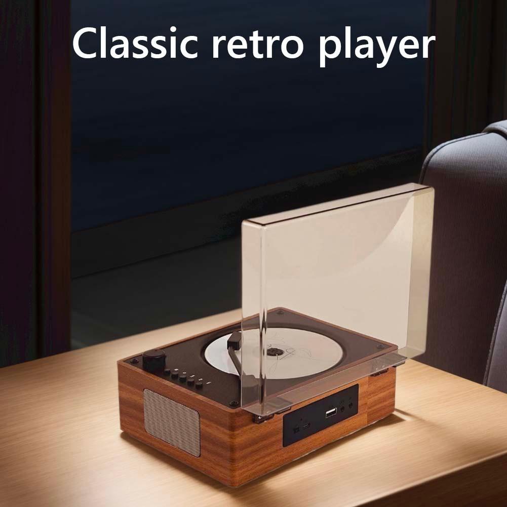 Light Luxury Retro CD Player Rechargeable Bluetooth-Compatible 5.0 Music Player Portable Desktop Speaker