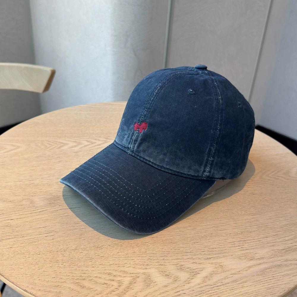 Simple pony embroidery washed baseball cap children wide brim enlarged face small pure cotton sunshade cap men
