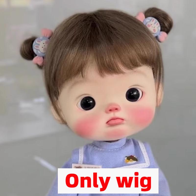BJD Wig Qbaby Blyth Amydoll Cute Soft Bangs Ponytail with Long Hair For Big Head Doll Dolls Toy Doll Accessories 10 Inches