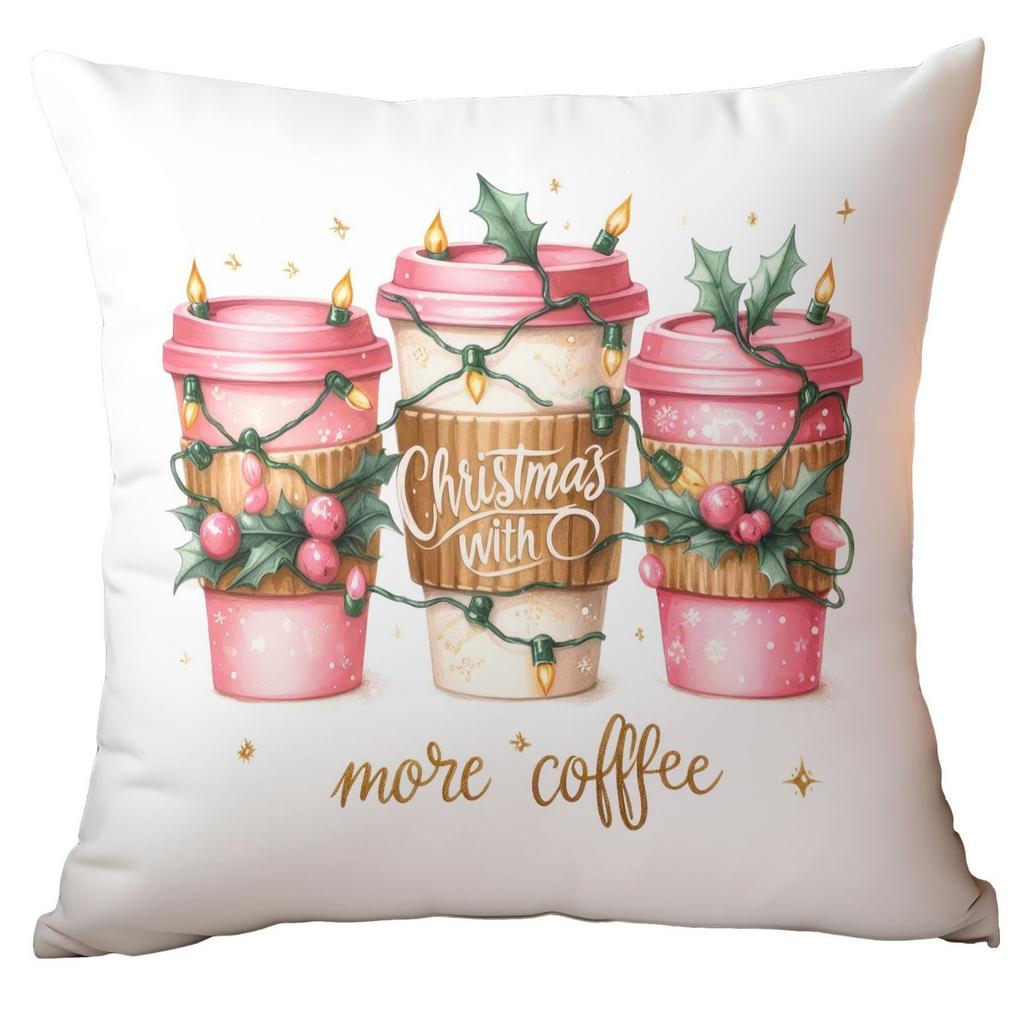 Christmas Pink Snowman Short Plush Pillow Cover Car Printed Sofa Cushion Home Pillow Cover Premium Durable Quality
