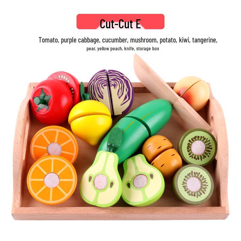 Wooden Play Kitchen Set: Cutable Fruits & Vegetables for Kids