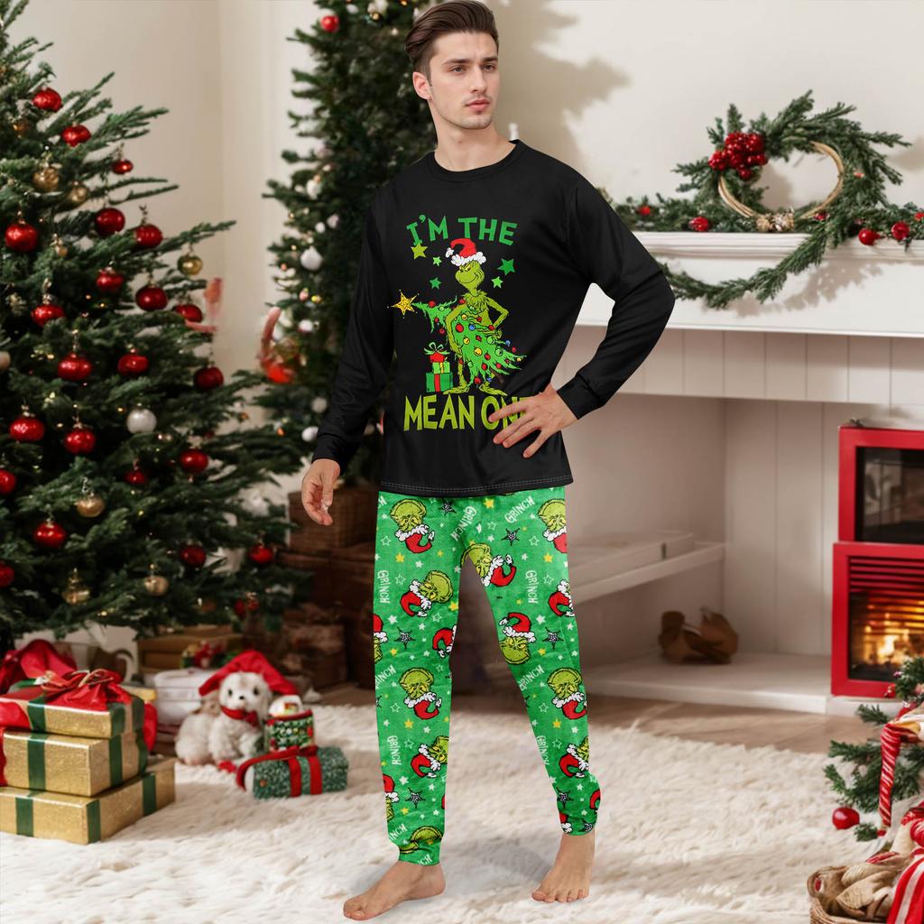 Zestaw piżamowy dla rodziny z nadrukiem świątecznym, ubrania domowe, zestaw rodzinny z długim rękawem, topem i spodniami