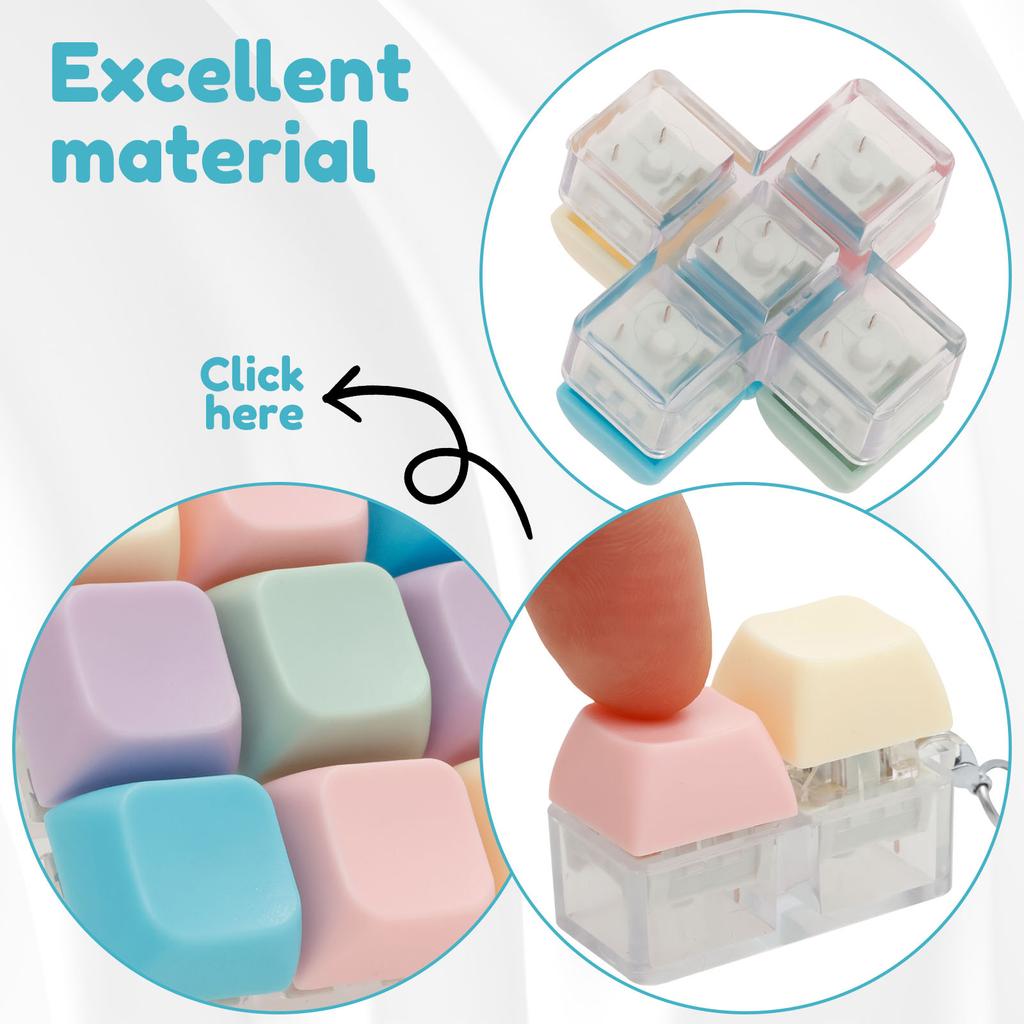 6Pcs Colorful Keyboard Fidget Toy Portable Keyboard Clicker Toy Funny Keypad Fidget Keychain Decompression Plaything for Adult