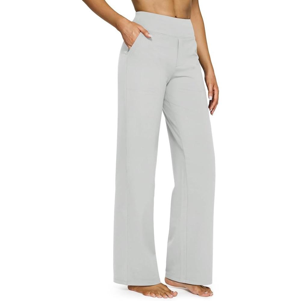 Pantaloni Casual a Vita Alta Gamba Dritta Tasche Ampie Pantaloni Yoga Donna Vestibilità Rilassata Pantaloni Sportivi