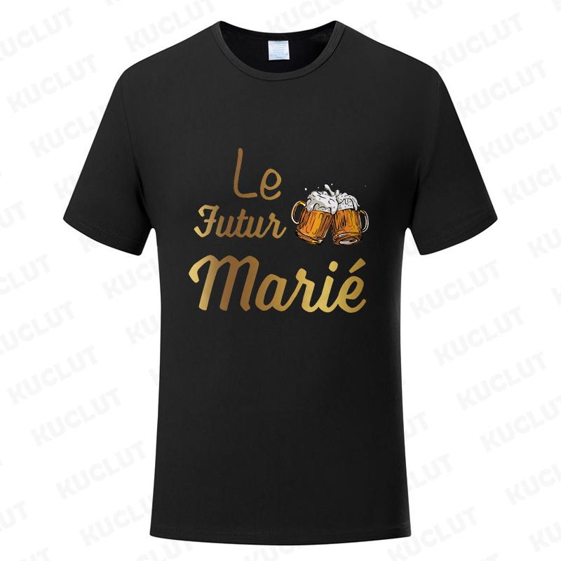 French Evg Team Married Tops Single Farewell Bachelor Party T Shirt Future Groom Man Tshirt Fashion Beer Graphic Wedding Tees