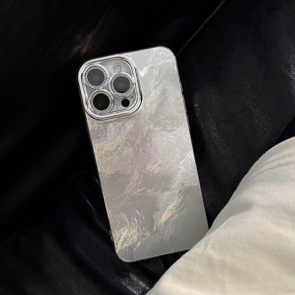 Glacier Pattern Phone Case & Lens Protector for iPhone 13/14/15/16 Promax - Glitter High-End Niche Design