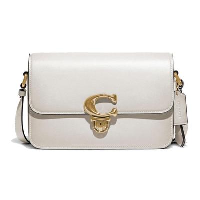 Studio 25 C Klappenverschluss Handschuhgegerbtes Leder Schulter Crossbody Tasche Mittel Damen Taschen Weiß C6641-B4HA