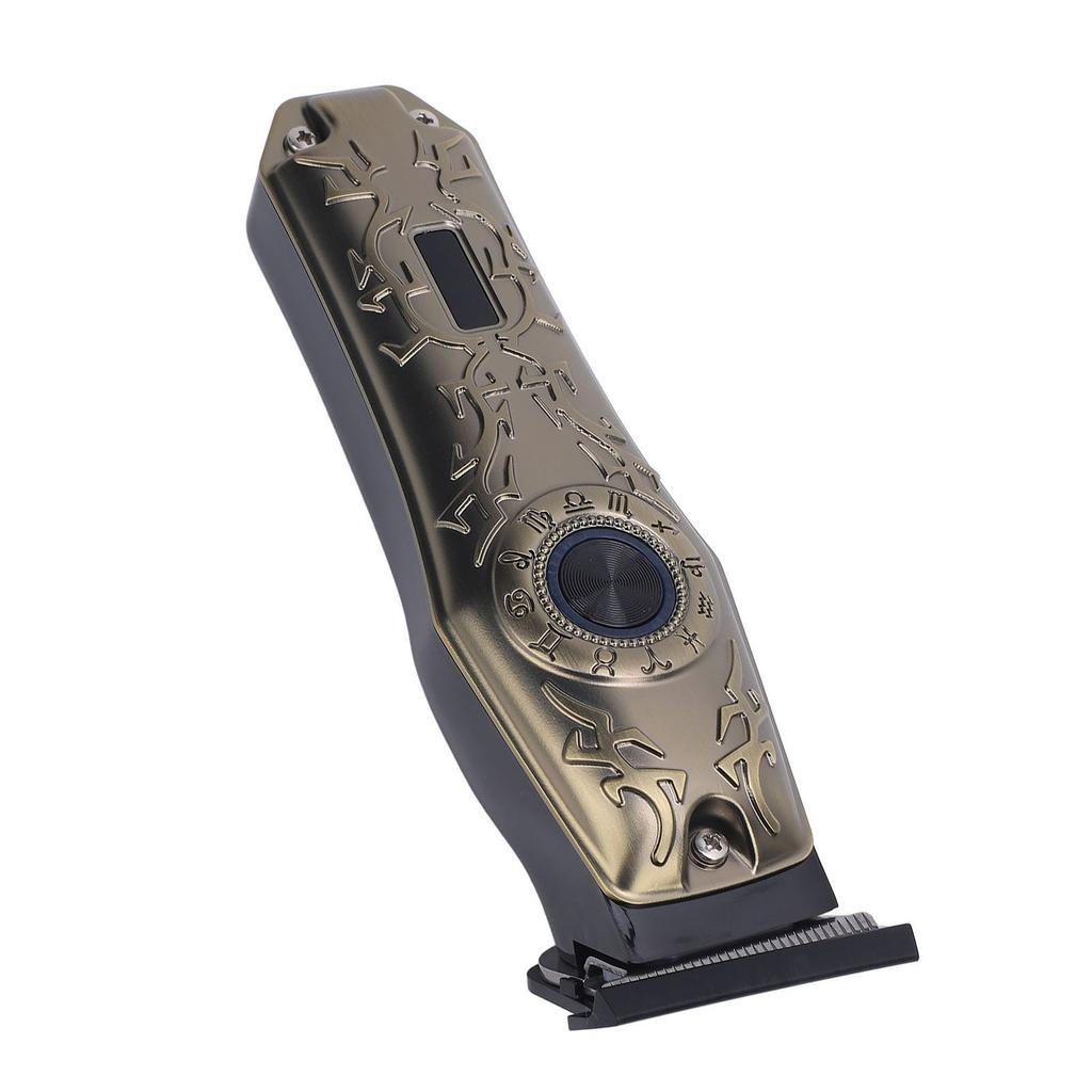 Electric Hair Clipper Vintage Metal Body High Power Low Noise Rechargeable Hair Trimmer with 3 Guide