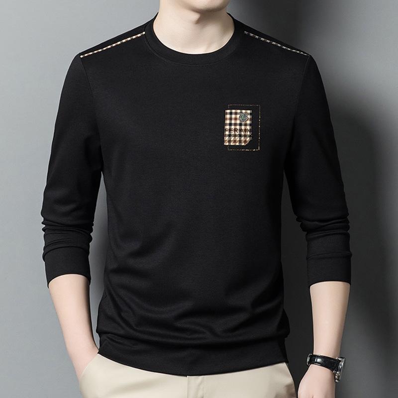 Men's Business Bottoming Shirt, Casual and Versatile Sweatshirt, Korean Style Slim Long-sleeved T-shirt, Round Neck Pullover