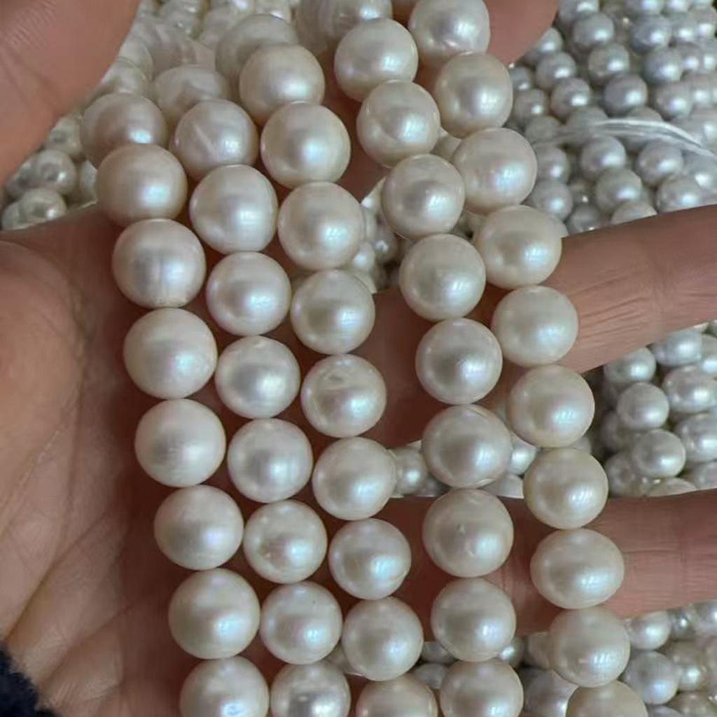 1String, White Natural Shell Mother of Pearl Beads, 10-11mm Round Beads for Jewelry Making DIY Necklace Bracelet Accessories, Bulk Wedding Gifts 36cm