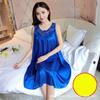 Summer Plus Size Nightdresses Women's Pajamas, Summer Ice Silk Lace Swing Skirt Solid Color Loungewear