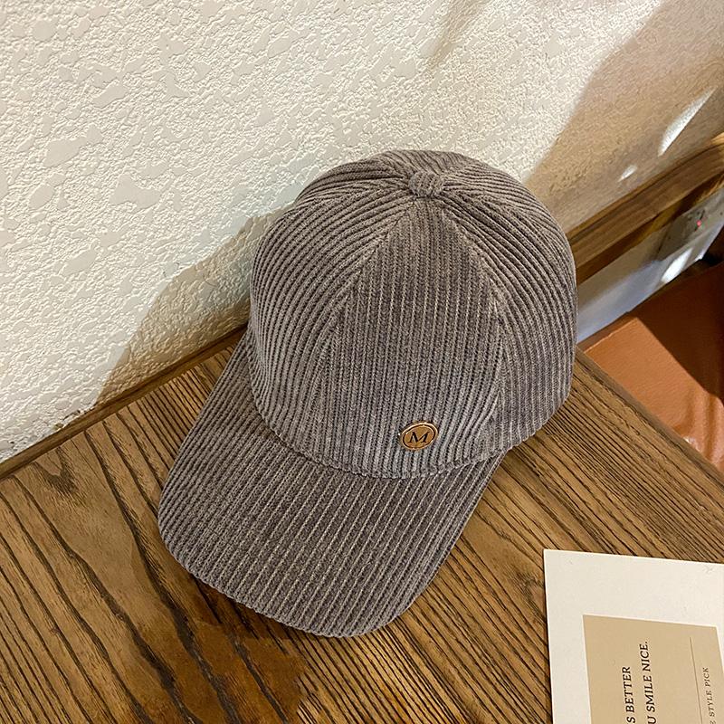 

Baseball Cap Women Autumn Winter Solid Color Trendy Corduroy Korean Adjustable Snapback Hats For Women Men Fashion Cap Female 56-58cm серый