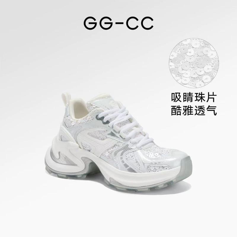 Spring new starry night flight platform beads silver dad shoes women's