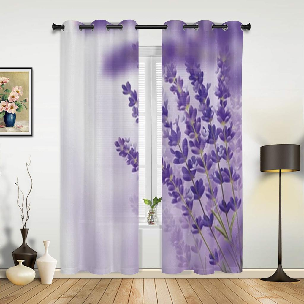 Lavender Background Window Curtains For Living Room Bedroom Luxury Modern Kitchen Curtains Fabric Drapes