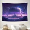 Alien Planet Space City Cosmic Landscape Wall Tapestry Machine Washable All Season Decor Art Print Sci Fi Design Home Nontoxic