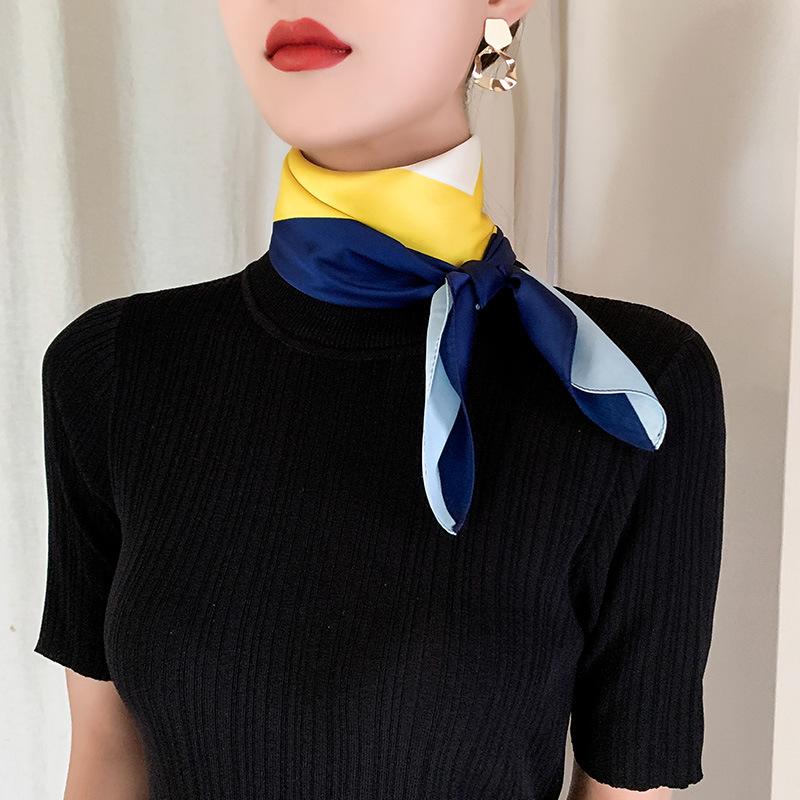 Silk scarf small square scarf women's scarf neck cover neck French winter early spring versatile Korean version decorative scarf neck protection scarf