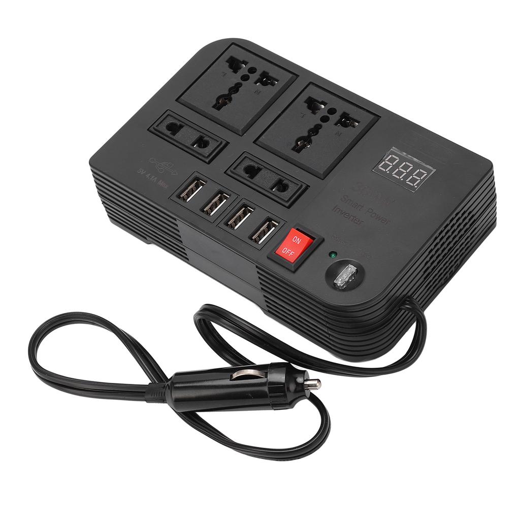 DC 12 To AC 220V Power Converter Electrical Inverter Transformer with 4 USB Ports and 4 Outlets