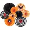 5sets Black and Orange Party Decorations Hanging Paper Fans Party Decorations for Basketball Birthday Graduation Gothic Halloween Tissue Paper Fans