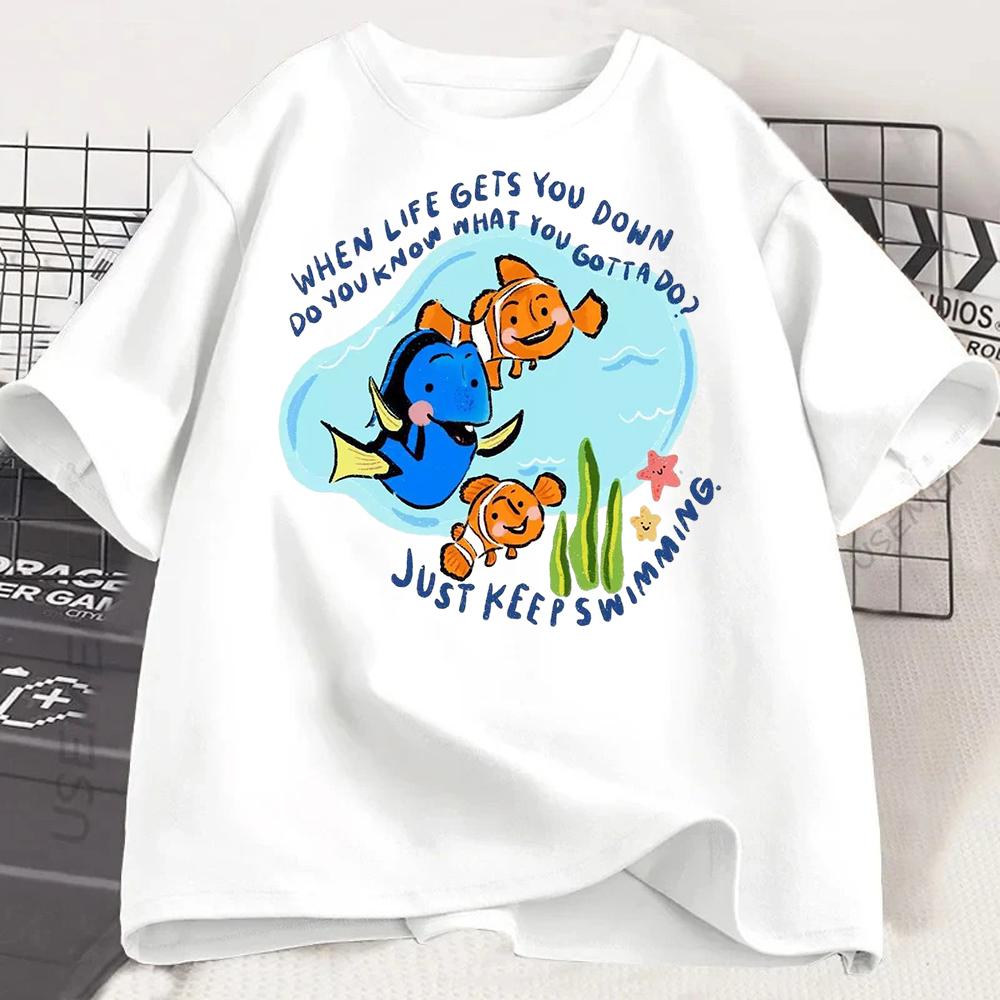 Funny Korean Bear Meme White Tees Don't Want To Work and Prints for Relatable Casual Wear Women Clothing