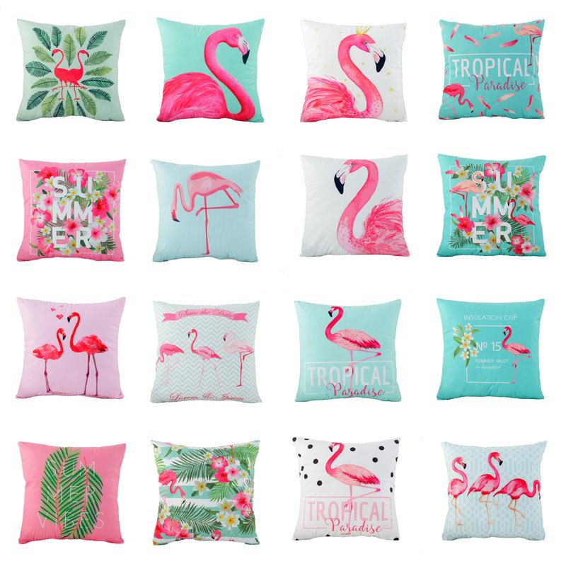 Fresh Flamingo American Nordic Style Velvet Pillowcase Car Sofa Cushion Pillow Windowsill Decorative Pillow