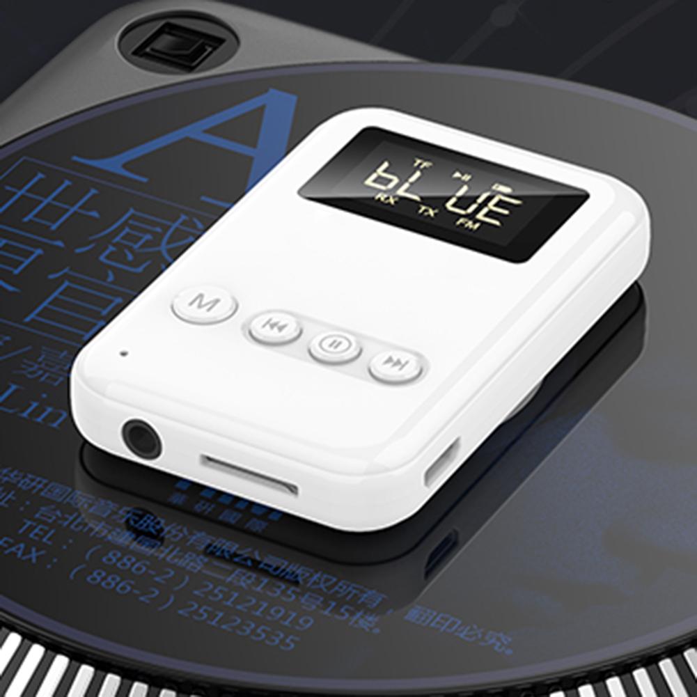 Bluetooth-compatible 5.0 FM Transmitter Support TF Card Play with HD LED Screen Built in 300mA Polymer Battery for PC Projector