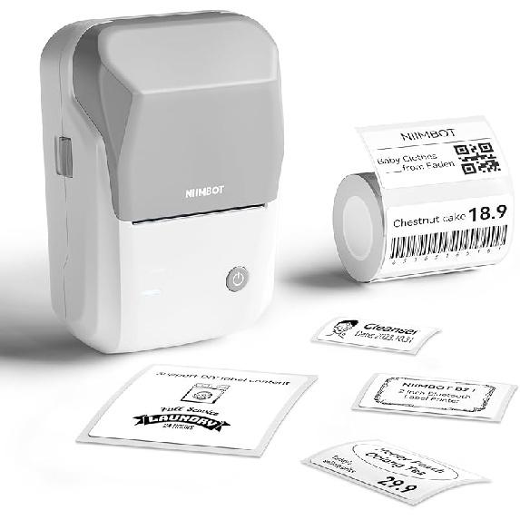 NIIMBOT B1 Label Maker Machine with Tape, Thermal Label Printer Easy To Use for Office, Home, Business, Came with One Roll White Label(2'' X1.18'')