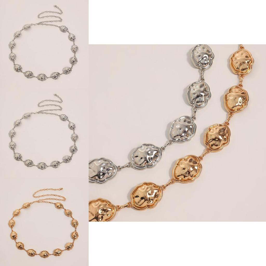 Metal Cloud Waist Chain For Women With Retro Engraving And Geometric Elements Spring