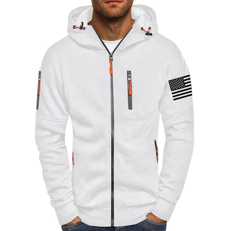 Mens Casual Sports Zip Up Hoodie Solid Color Gym Workout Loose Fit Hooded Sweatshirt