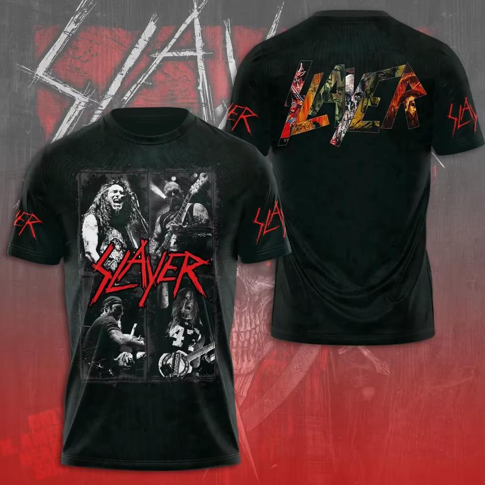 New Rock Slayer Band 3d Print T-shirt Men Women Fashion Large size Hip Hop Tops Tee Tshirt Short Sleeve Casual Mens Clothing