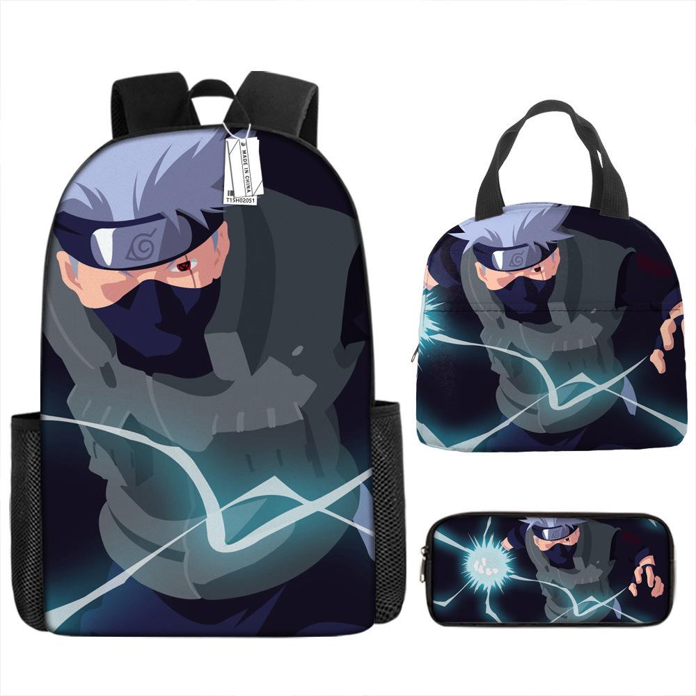 Naruto Schoolbag Elementary School Boys Large Capacity Schoolbag Lunch Bag Pencil Case Three-piece Set