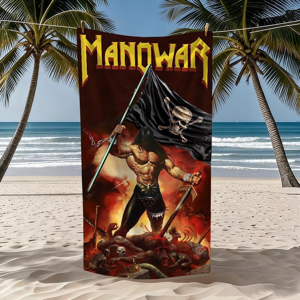 Handdoek M-Manowar Textiel Badjas Strand Sneldrogend Lichtgewicht Rock Draagbaar Kamperen Zwem Band Zwembad Reizen