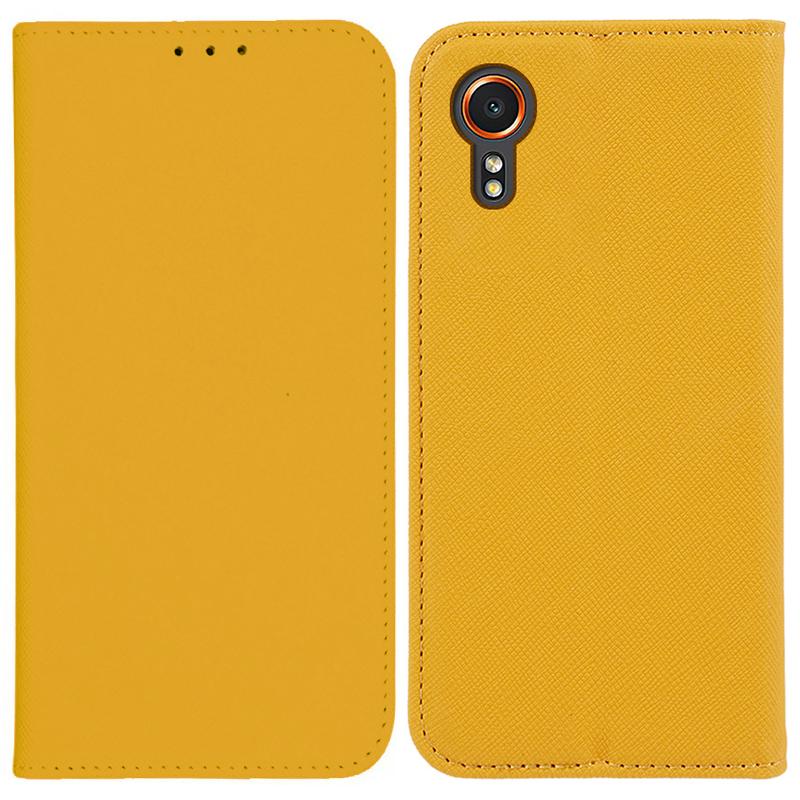 

For Samsung Galaxy Xcover7 Stand Case Cross Texture Leather Flip Phone Cover Yellow