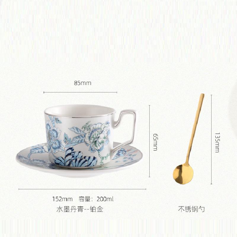 European Luxury Pastoral Ceramic Coffee Cup Set French Elegant Tea Cups Gold-plated Ceramic Latte Ceramic Flower Coffee Mug