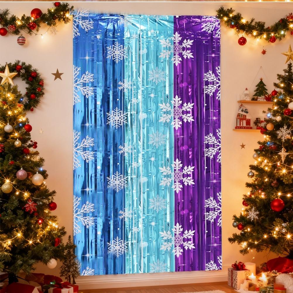 Snowflake Pattern Rain Curtain 1x2m for Party Background Wall Hanging Decoration Suitable for Birthdays and Holiday Events