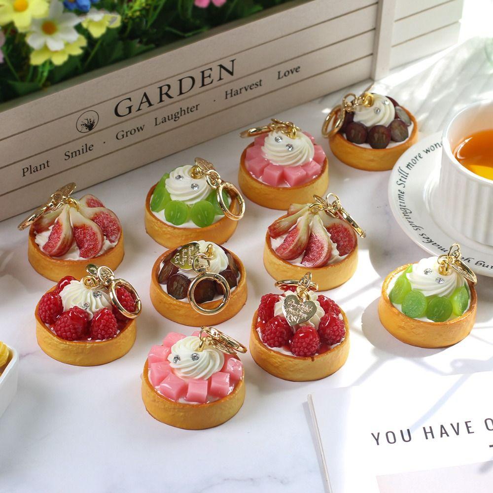 New Fruit Dessert Simulated Bread Keychain Mini Multi-purpose Bag Pendant Gift DIY Keyring Bag Accessories