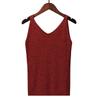 Women's Summer Halter Sexy V-neck Slim Bright Silk Knit Vest Wearing Sleeveless T-shirt Base Top Trend