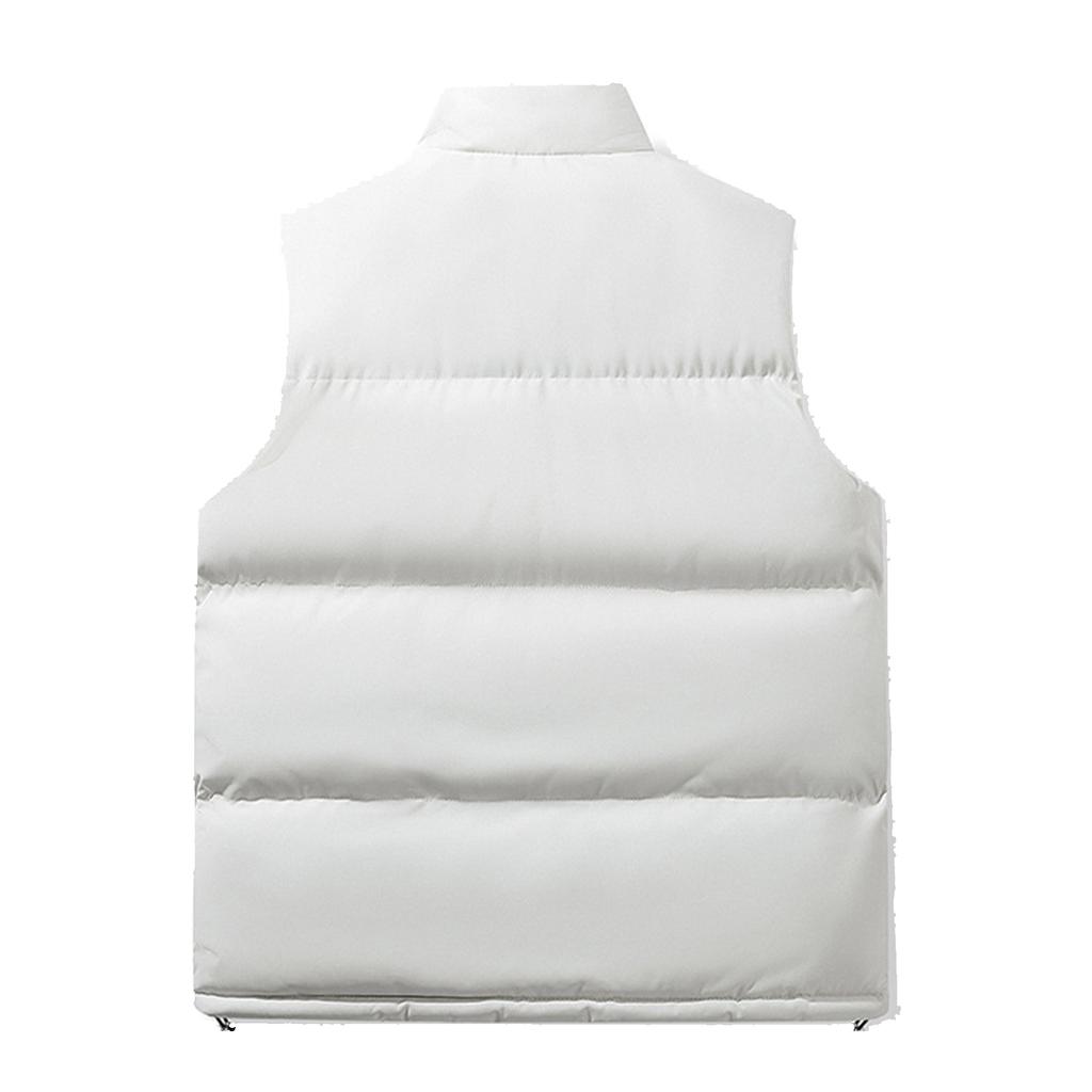 Men's Solid-color Casual Outdoor Warm Thickened Vest, Men's And Women's Stand-up Collar Sleeveless Zipper Vest Jacket
