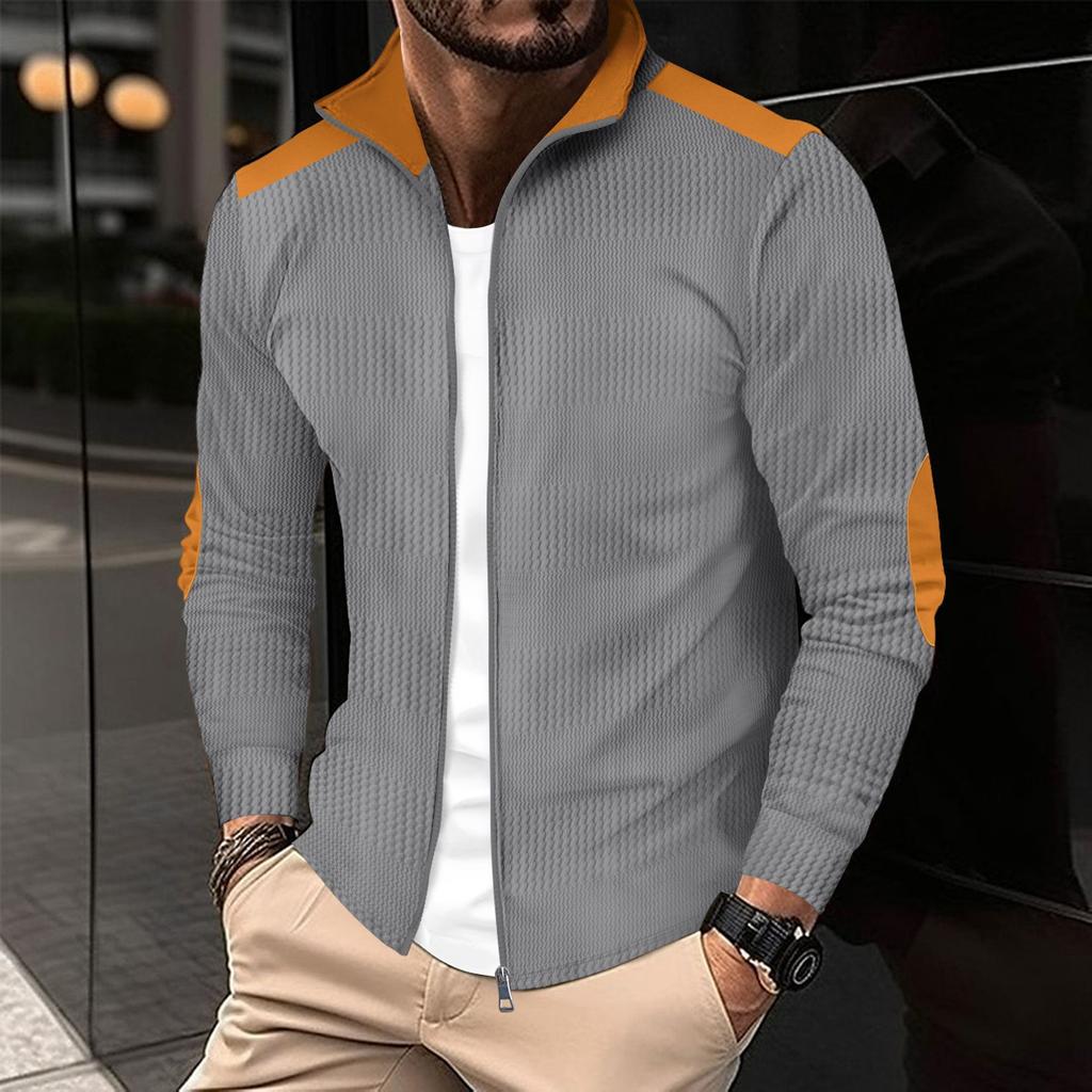 2024 Fall Men's Casual Long Sleeve Youth Men's Wrist Embroidered Lapel Collar Zipper Casual Jacket for Men