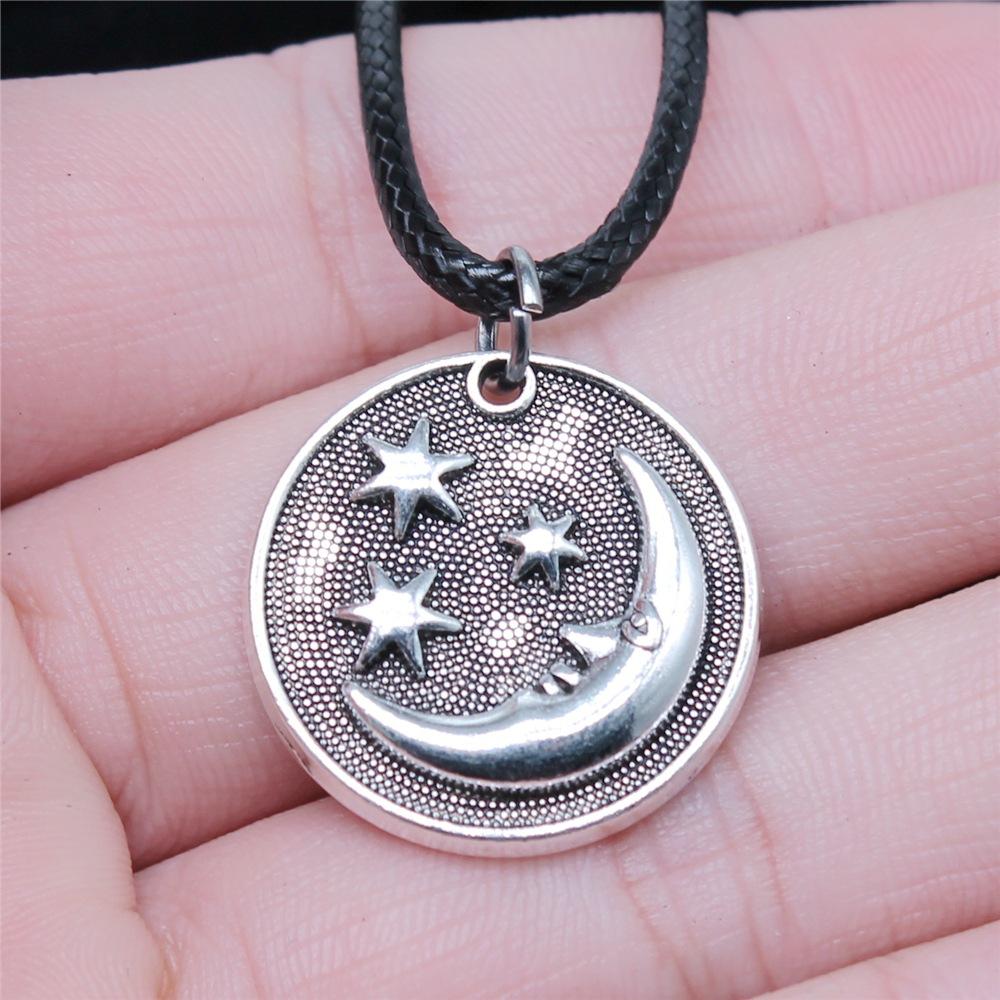 30 Styles Unisex Amulet Wicca Jewelry Gift Sun Moon Star Pentagram Pendant Necklace Black Leather Cord