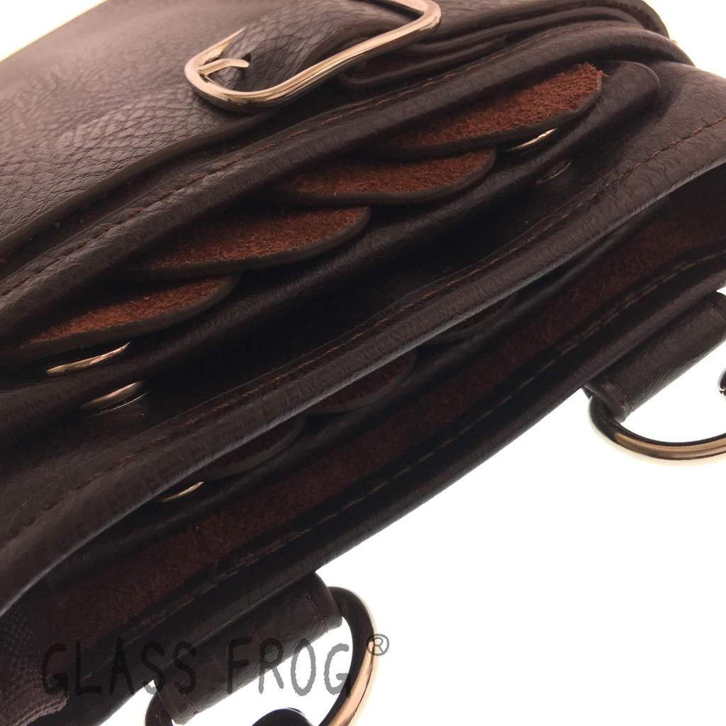 GLASS FROG Genuine Leather Scissor Case with 8 Scissors and Removable Scissor Compartment (Dark Brown)