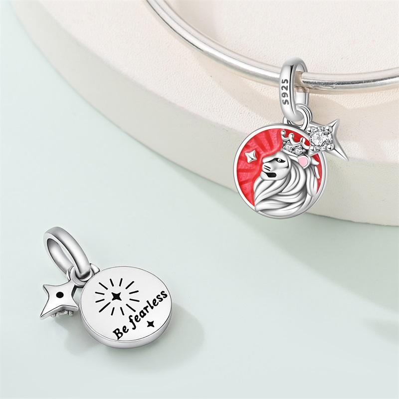 New Exquisite 925 Silver Lion Amulet Sun Moon Stars Angel Charms Beads Fit Bracelets Or Necklace Fine DIY Jewelry Gifts
