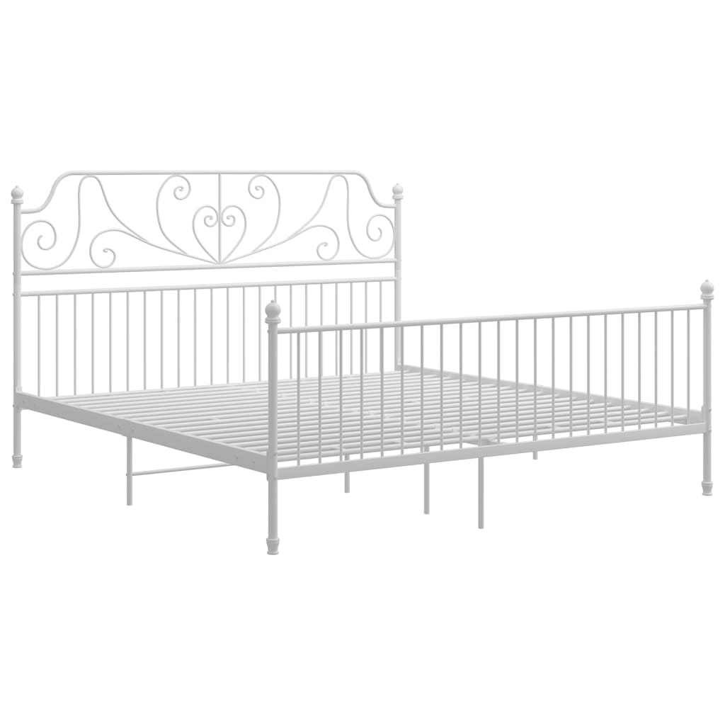 Vidaxl Bed Frame, White, Metal, 180 X 200 Cm