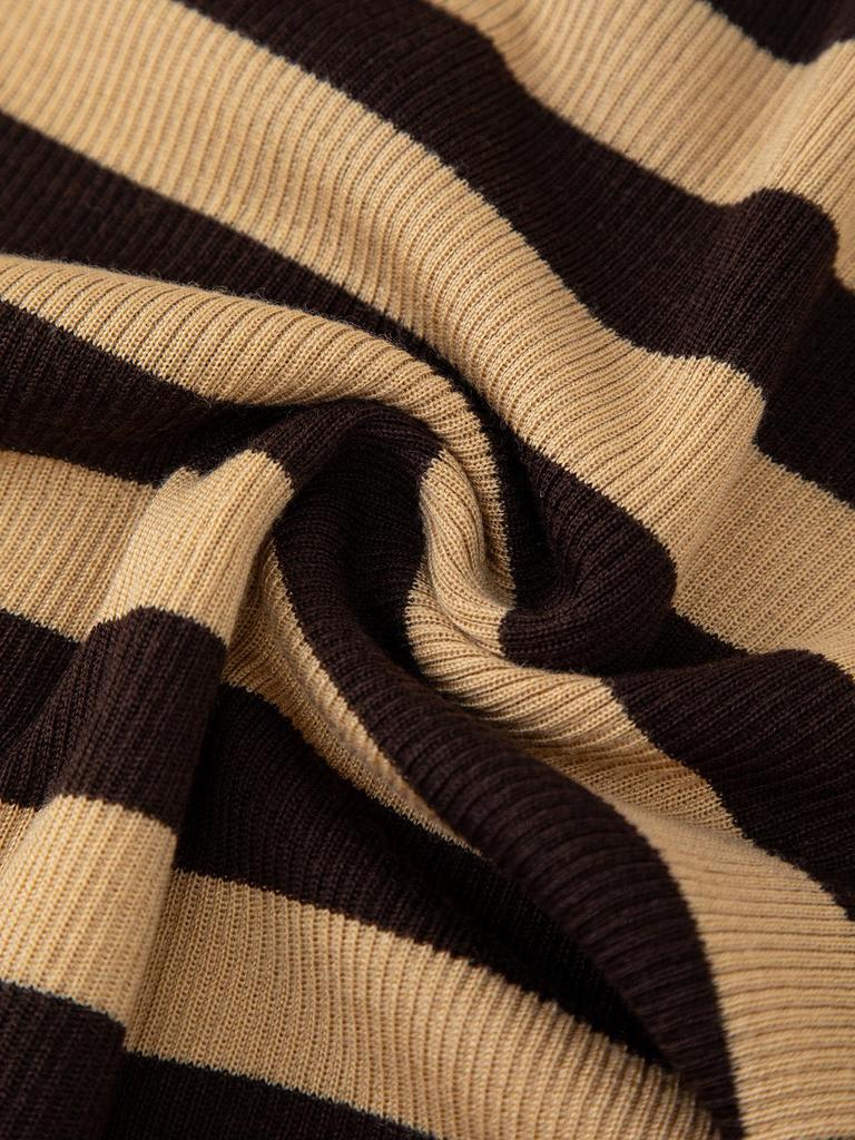 Color Block Striped V-Neck Slimming Knit Women's Cardigan, New Autumn Style, Merino Wool Silk Blend