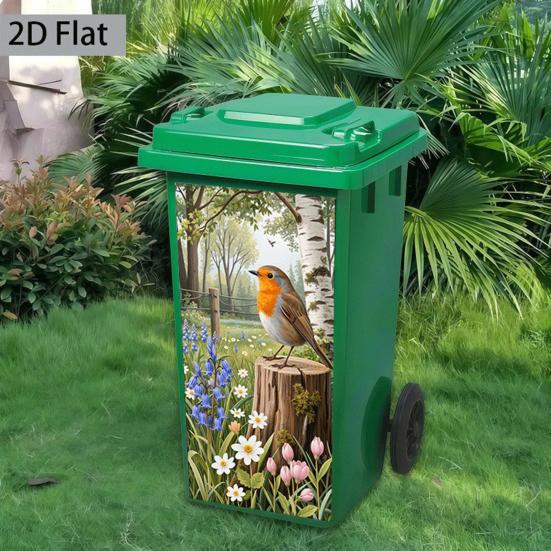 Yousheng Trash Can Stickers Self-Adhesive Waterproof Outdoor Garbage Bin Decals Simulation Animal Plant Themes Weather-Resistant Labels