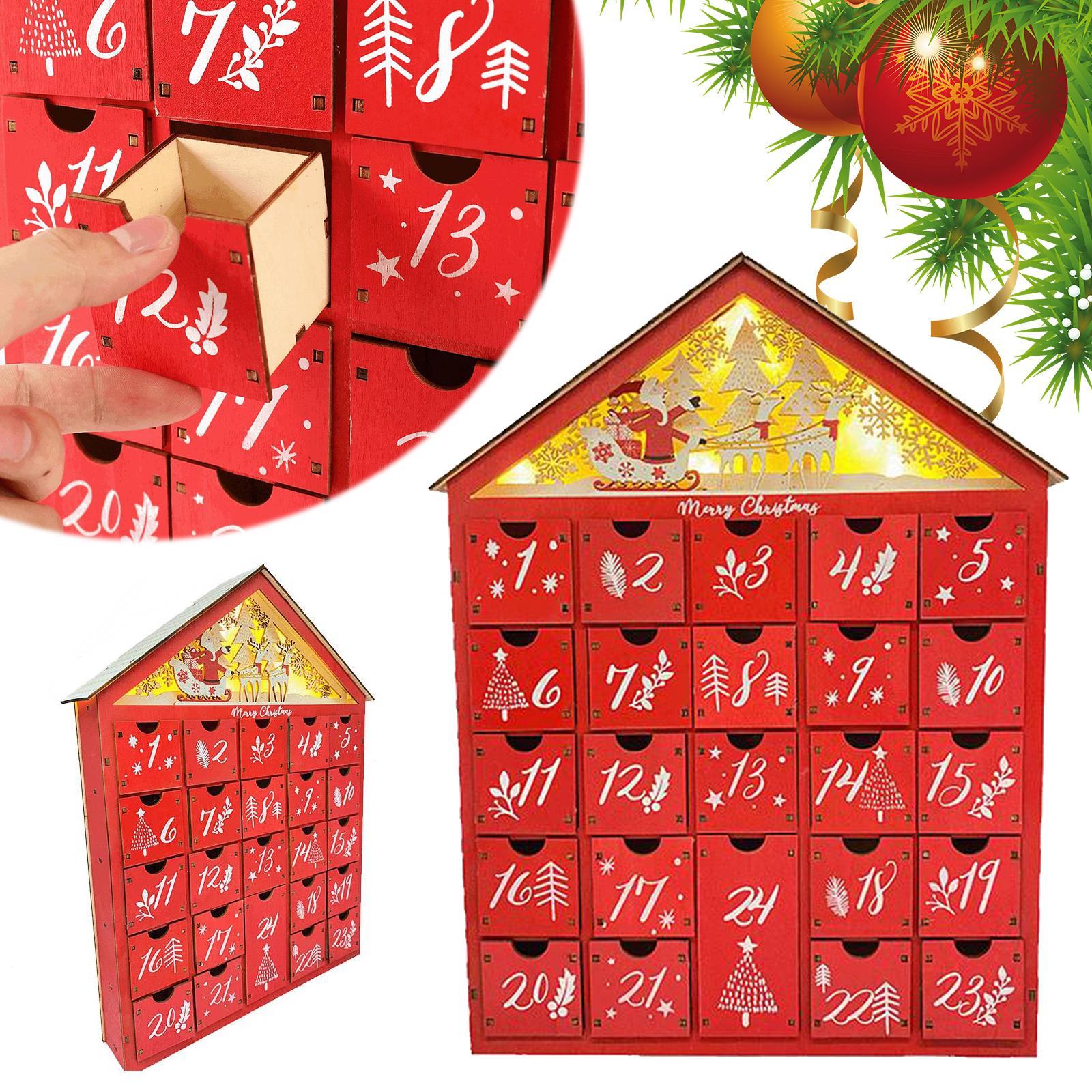 Wooden Christmas Advent Calendar House Shaped Countdown Calendar with 24 Drawers Countdown To Christmas Refillable Wooden Advent China Mainland