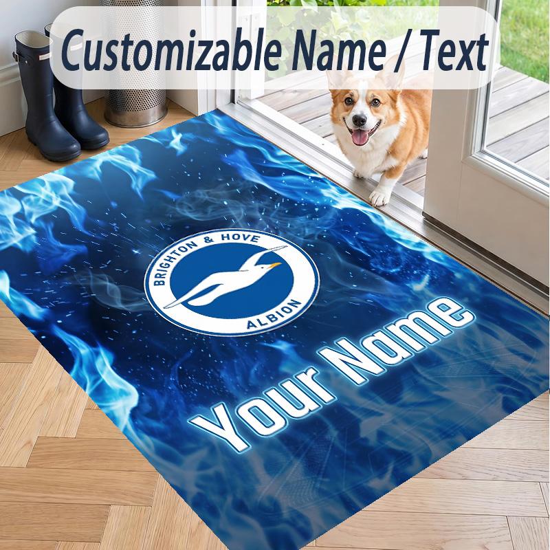 Custom Text Printed Rug Brighton & Hove Albion Football Non Slip Floor Carpet For Home Room Decor